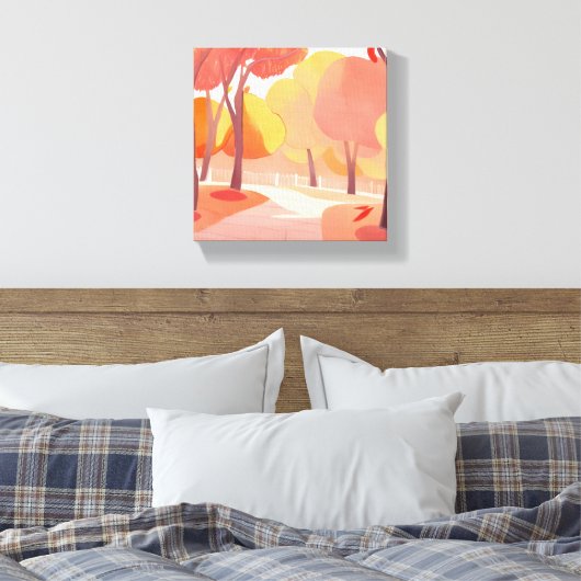 Herfst Foliage Stroll | Abstracte Waterverf Canvas Afdruk (Insitu (Slaapkamer))