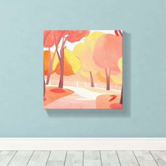Herfst Foliage Stroll | Abstracte Waterverf Canvas Afdruk (Insitu (Houten vloer))