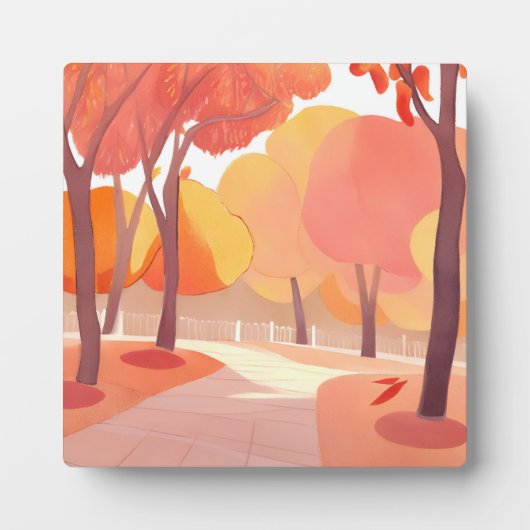 Herfst Foliage Stroll | Abstracte Waterverf Fotoplaat (Voorkant)