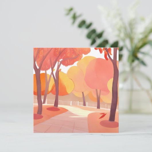 Herfst Foliage Stroll | Abstracte Waterverf Kaart (Staand voorkant)