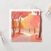 Herfst Foliage Stroll | Abstracte Waterverf Kaart (Voorkant / Achterkant in situ)