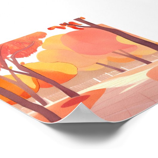Herfst Foliage Stroll | Abstracte Waterverf Poster (Hoek)