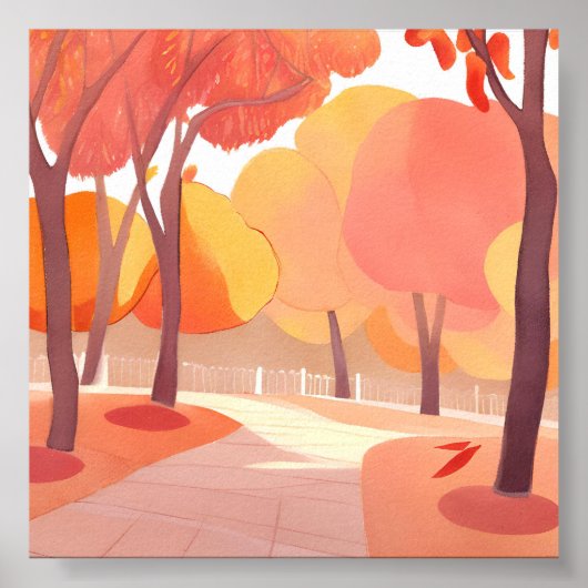 Herfst Foliage Stroll | Abstracte Waterverf Poster (Voorkant)