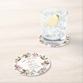 Herfst Foliage & Succulent Waterverf Bewaar de Dat Ronde Kartonnen Onderzetter (Insitu)