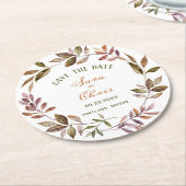 Herfst Foliage & Succulent Waterverf Bewaar de Dat Ronde Kartonnen Onderzetter (Gebogen)