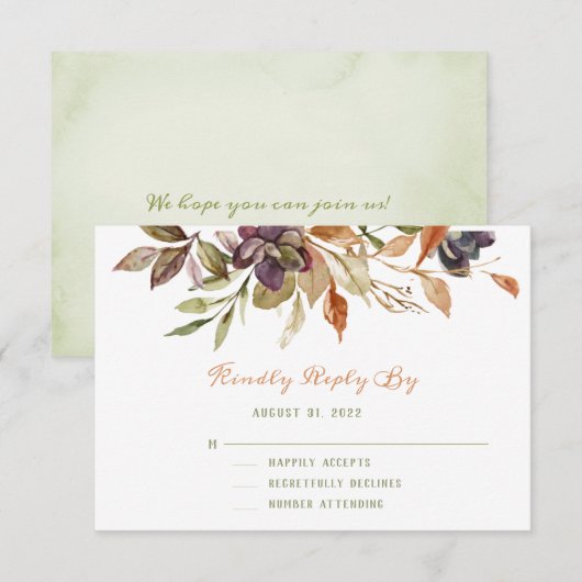 Herfst Foliage & Succulente Waterverf RSVP (Voorkant / Achterkant)