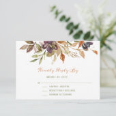 Herfst Foliage & Succulente Waterverf RSVP Kaartje (Staand voorkant)