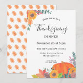 Herfst Foliage Sunflower Pumpkin Thanksgiving Kaart (Voorkant / Achterkant)