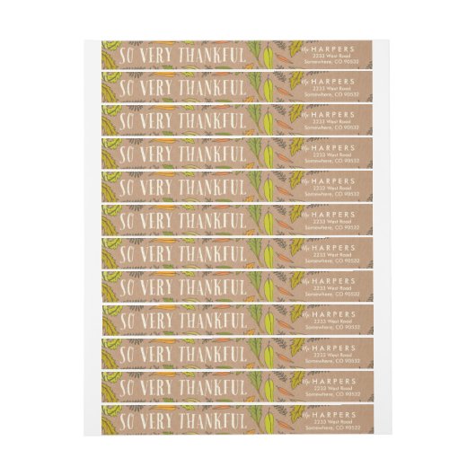 Herfst Foliage Thankful Envelope Wrap Adresetikett (Vel)