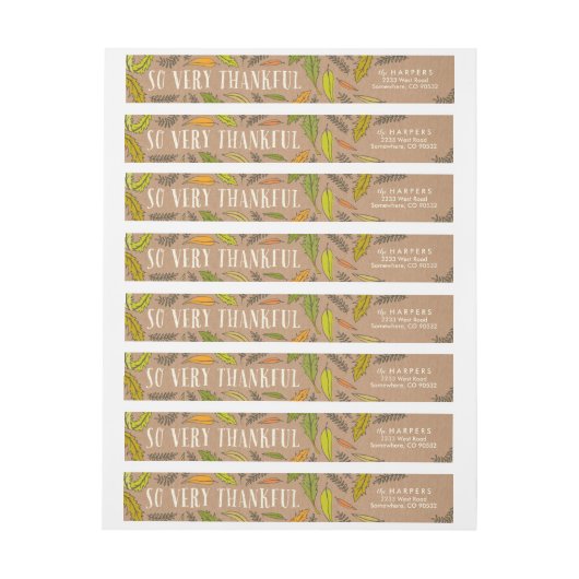 Herfst Foliage Thankful Envelope Wrap Adresetikett (Vel)