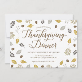 Herfst Foliage Thanksgiving Dinner Party Invitatio Kaart