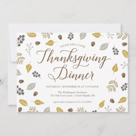 Herfst Foliage Thanksgiving Dinner Party Invitatio Kaart (Voorkant)