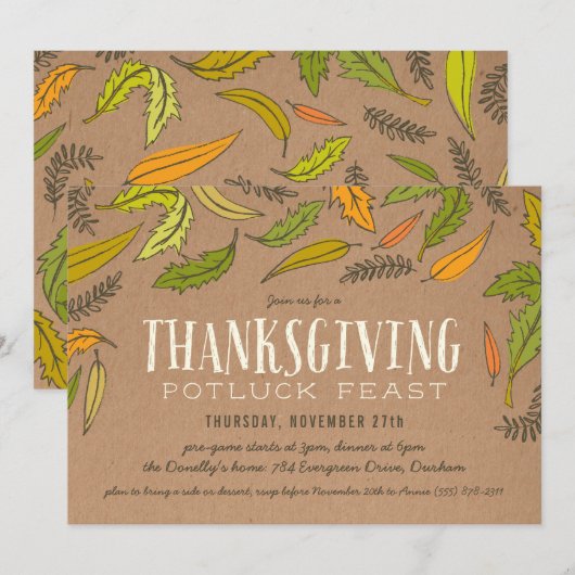 Herfst Foliage Thanksgiving Dinner Party Invitatio Kaart (Voorkant / Achterkant)