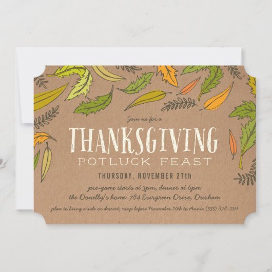 Herfst Foliage Thanksgiving Dinner Party Invitatio Kaart (Voorkant)
