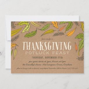 Herfst Foliage Thanksgiving Dinner Party Invitatio Kaart