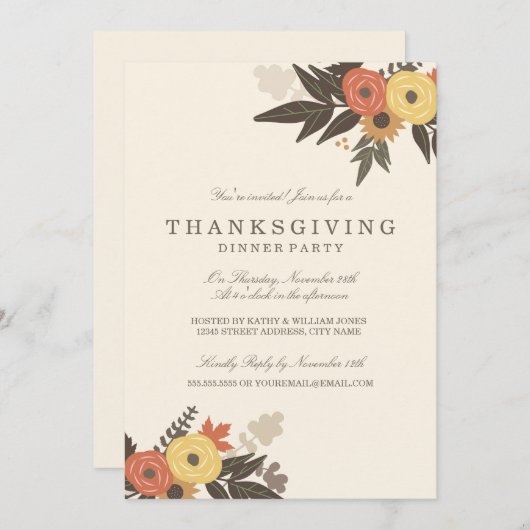 Herfst Foliage Thanksgiving Inbeluitnodiging Kaart (Voorkant / Achterkant)