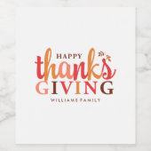 Herfst Foliage Thanksgiving Wijn Etiket (Enkel label)
