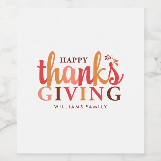 Herfst Foliage Thanksgiving Wijn Etiket (Enkel label)
