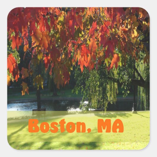 Herfst Foliage uit Boston Vierkante Sticker (Voorkant)