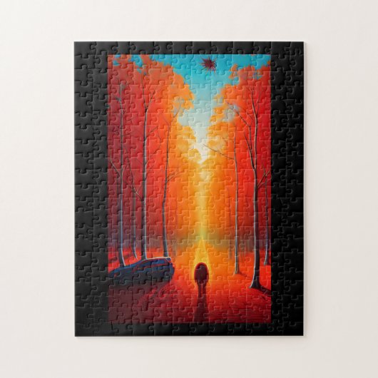 Herfst foliage uitheemse bol oranje gouden bladere legpuzzel (Verticaal)