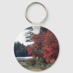 Herfst Foliage Vijver Natuur Fotografie Sleutelhanger