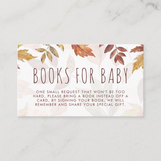 Herfst Foliage Waterverf Boeken voor Baby herfst Informatiekaartje (Voorkant)