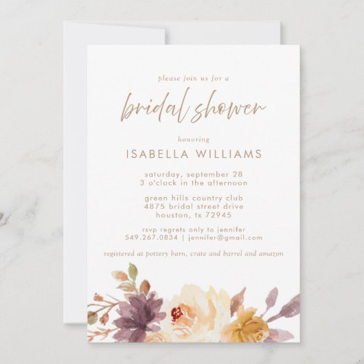 Herfst Foliage Waterverf Floral Vrijgezellenfeest Kaart (Voorkant)