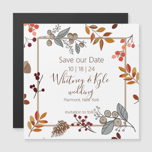 Herfst Foliage Wedding Save the Date Magnetic Card (Voorkant / Achterkant)