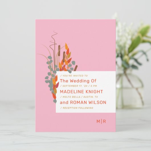 Herfst Foliage Wedding Uitnodiging (Staand voorkant)