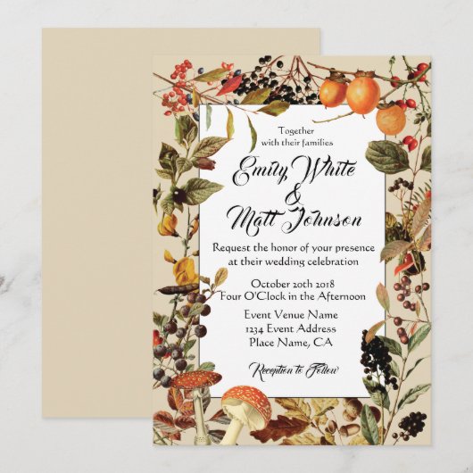 Herfst Foliage Wedding Uitnodiging (Voorkant / Achterkant)