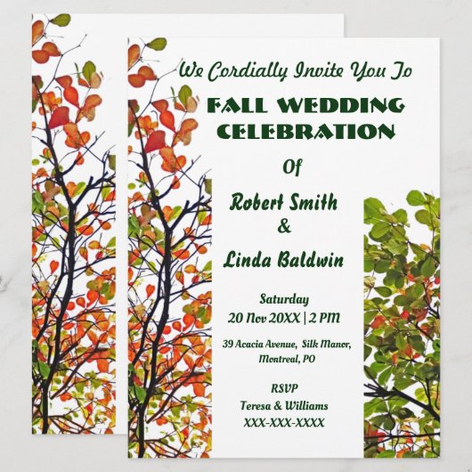 Herfst Foliage Wedding Uitnodiging (Voorkant / Achterkant)