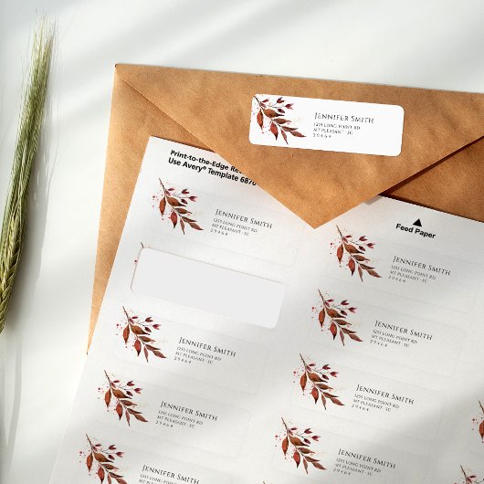 Herfst Foliage Whimsical Waterverf Adreslabel Etiket