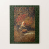 Herfst foliën abstracte kunst olijfgroene achtergr legpuzzel (Verticaal)