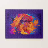 Herfst foliën oranje goud abstract kunstlicht legpuzzel (Horizontaal)