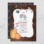 Herfst Folk Art Babyshower Uitnodiging Rustiek (Voorkant / Achterkant)