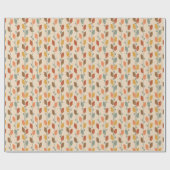 Herfst Folk Art Sinaasappel en bruine bladeren Cadeaupapier (Vlak)