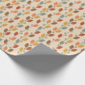 Herfst Folk Art Sinaasappel en bruine bladeren Cadeaupapier (Hoek)