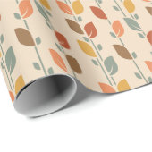 Herfst Folk Art Sinaasappel en bruine bladeren Cadeaupapier (Rol Hoek)