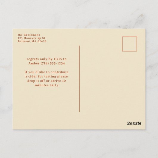 Herfst Folksy Bloemen Lijst Herfst Feest Uitnodigi Briefkaart (Achterkant)