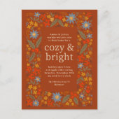 Herfst Folksy Bloemen Lijst Herfst Feest Uitnodigi Briefkaart (Voorkant)