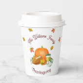 Herfst Football Pumpkin Latte Waterverf Papieren Bekers (Achterkant)