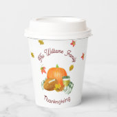 Herfst Football Pumpkin Latte Waterverf Papieren Bekers (Voorkant)