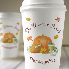 Herfst Football Pumpkin Latte Waterverf Papieren Bekers