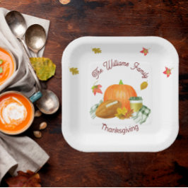 Herfst Football Pumpkin Latte Waterverf Papieren Bordje