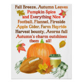 Herfst Football Pumpkin Latte Waterverf Perfect Poster (Voorkant)