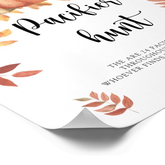 Herfst - Fopspeen Hunt baby shower spel poster (Hoek)