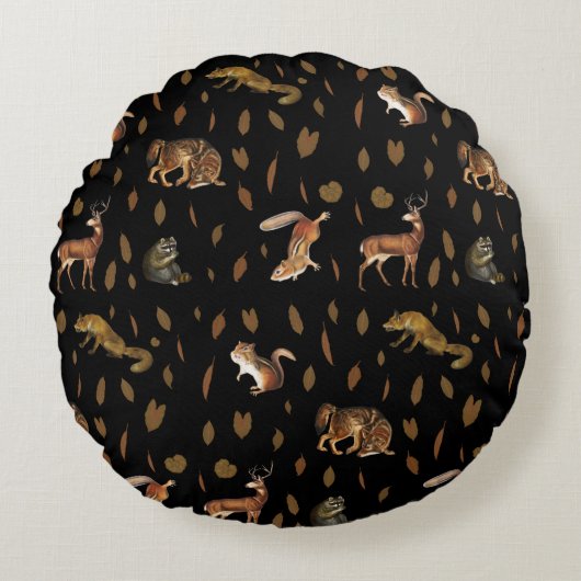 Herfst Forest Animals Autumn laat Herfst decor Rond Kussen (Voorkant)