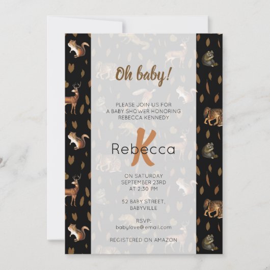 Herfst Forest Animals Autumn Leaves Baby shower Kaart (Voorkant)