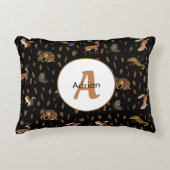 Herfst Forest Animals Autumn Leaves Monogram Accent Kussen (Voorkant)