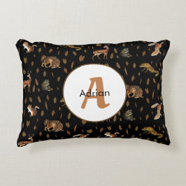 Herfst Forest Animals Autumn Leaves Monogram Accent Kussen